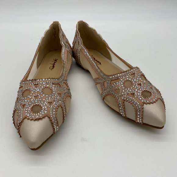 XYD Shoes - XYD Elegant Pointed Toe Rhinestone Flats Mesh Slip